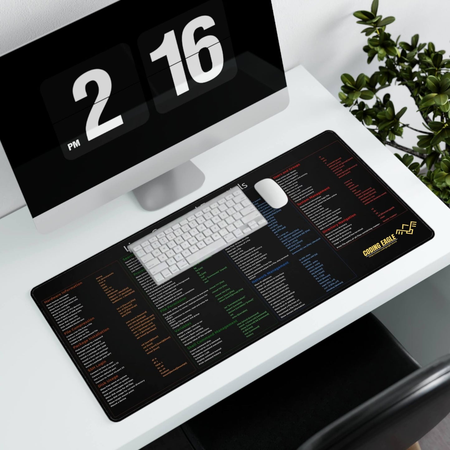 Essential Linux Commands Desk Mat Cheat Sheet